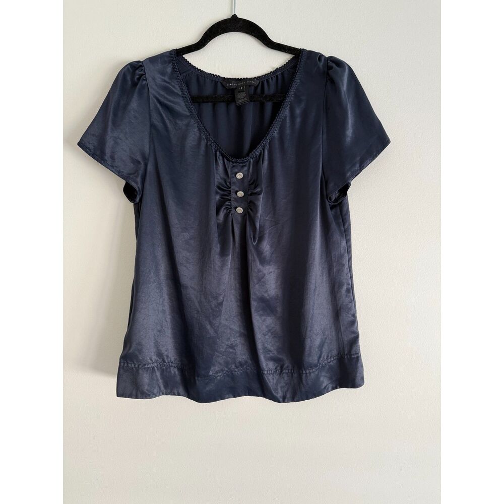 Marc Jacobs Navy Silky Polyester Blend Top - Navy - Size 12 - EUC